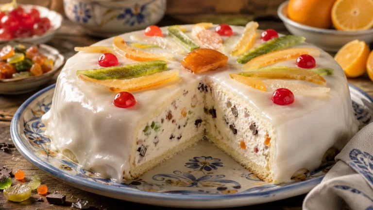 Cassata alla siciliana della nonna con ricotta, canditi e copertura bianca